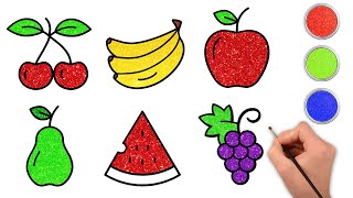How To Draw Fruits🍒🍐 | Drawing, Coloring, And Painting For Kids | Chiki Art