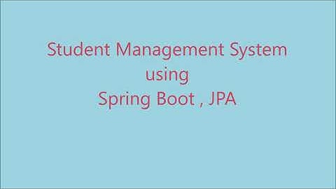 Student Management System using Spring Boot