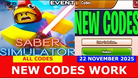 *NEW UPDATE CODES* [Thanksgiving!] Saber Simulator ROBLOX | ALL CODES | November 22, 2025
