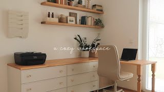Creating a cozy home office \& library | Room makeover