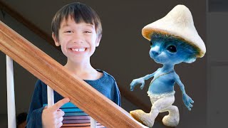 Do not CATCH Smurf Cat in Real Life at My PB and J House!