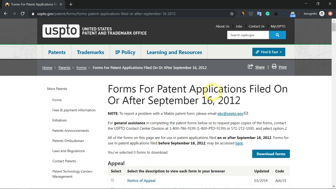 uspto assignment search patent