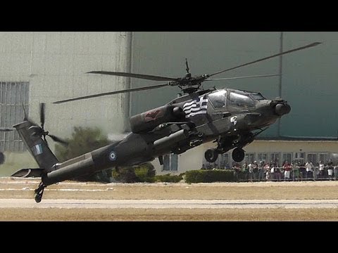 AH-64HA Apache | Takeoff, Airshow Display, Wheelie, Landing | Hellenic Army-AFW2013