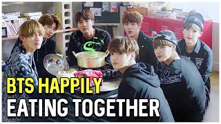 BTS dengan Bahagia Makan Bersama