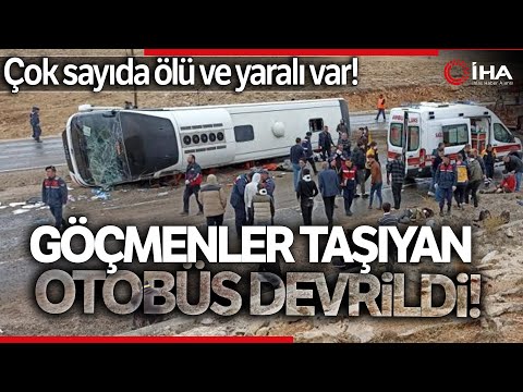 Sivas'ta Trafik Kazası, Göçmeleri Taşıyan Otobüs Devrildi!