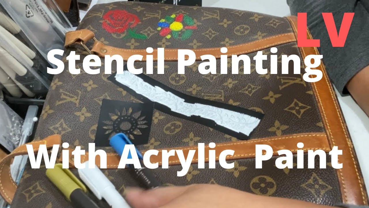 DIY How to Acrylic Stencil Painting Ideas on my LV Bag #acrylicpainting 