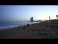 Barcelona Walk Barceloneta Beach Sunset Blue Hour 4K