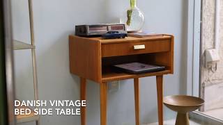 Danish Vintage Bed Side Table:デンマーク ヴィンテージ ベッドサイド テーブル オーク材 北欧家具