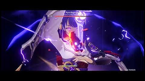 C0 Raiden Shogun with the catch vs pyro regisvine, 60 stack burst dmg with no buffs or supports