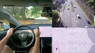 FSDBeta 8.2 - 2021.4.11.1 - 4K Drone View of Unprotected Left Turns with Forward Facing Traffic