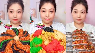 Colorful Roe Swirl Platters with Shrimp and Crunchy Seafood