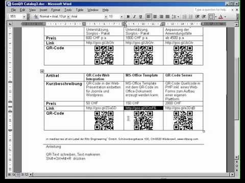 QR-Code zur Komplettierung eines MS-Office Katalogs erzeugen