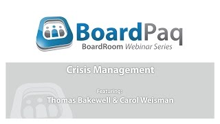 Creating a Crisis Management Plan: The Role of the Board