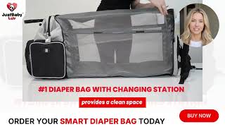 JustBaby Luv Baby Diaper Backpack Bag - Best Diaper Bag 2026 with Bottle Warmer & Changing Station