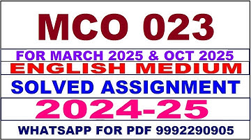 mco 23 solved assignment 2024-25 | mco 23 solved assignment in english 2025 | mco 23 2024-25