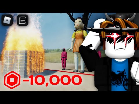 How I Lost $10,000 Robux in Roblox Squid Game Against 50 Roblox YouTubers..