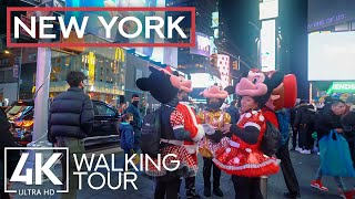 Night Walk in the Big Apple - 4K City Walk along the Bright Streets of New York