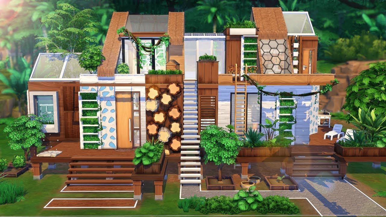 Modern Eco Living 🌱🌿 The Sims 4 Speed Build No Cc Youtube