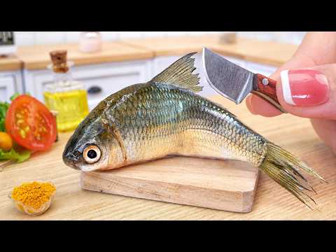 🐟 So Tasty Mini Fried Fish With Garlic Pepper Sauce Recipe | ASMR Cooking Mini Real Food