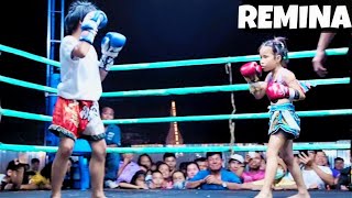 REMINA(Red)vsNongLek(Blue)!เรมินะ【ムエタイ】Muay Thai Fight!レミナ8歳！！REMINA 8years old!