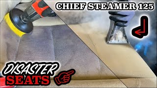 FILTHY 😷 GROSS SEATS STEAM 😤 EXTRACTION! TRANSFORMATION WORLDS BEST WAY TO CLEAN CLOTH CAR SEATS!