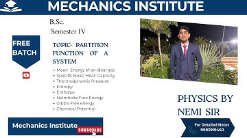 THERMODYANAMICS & STATISTICAL PHYSICS TOPIC- Partition Function ( संवितरण फलन)  B.Sc. Physics
