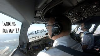 Approach and landing runway 12 Malaga Airport (AGP LEMG)