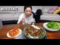 리얼먹방:) 다 먹을때까지 뜨거운 돌판 "양념목살구이" ★ ft.김장김치ㅣGalbiㅣREAL SOUNDㅣASMR MUKBANGㅣ