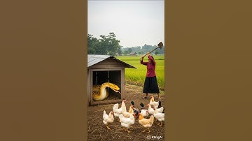 Village Hero: Woman Protects Chickens and ducks from Snake #shorts #animals #wildliferescue