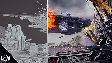 3D Modeling: Mega Spaceship Destruction (Timelapse)