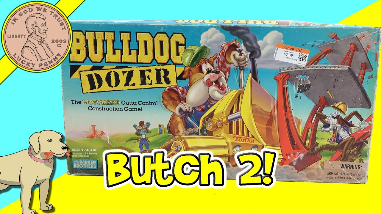 1996 Parker Brothers Bulldog Dozer Family Board Game Butch On The