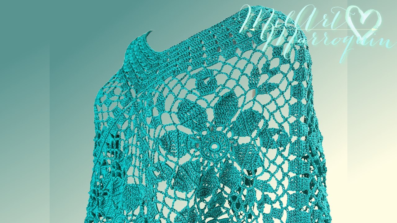 Треугольная накидка крючком Осень 22 часть 1 из 3