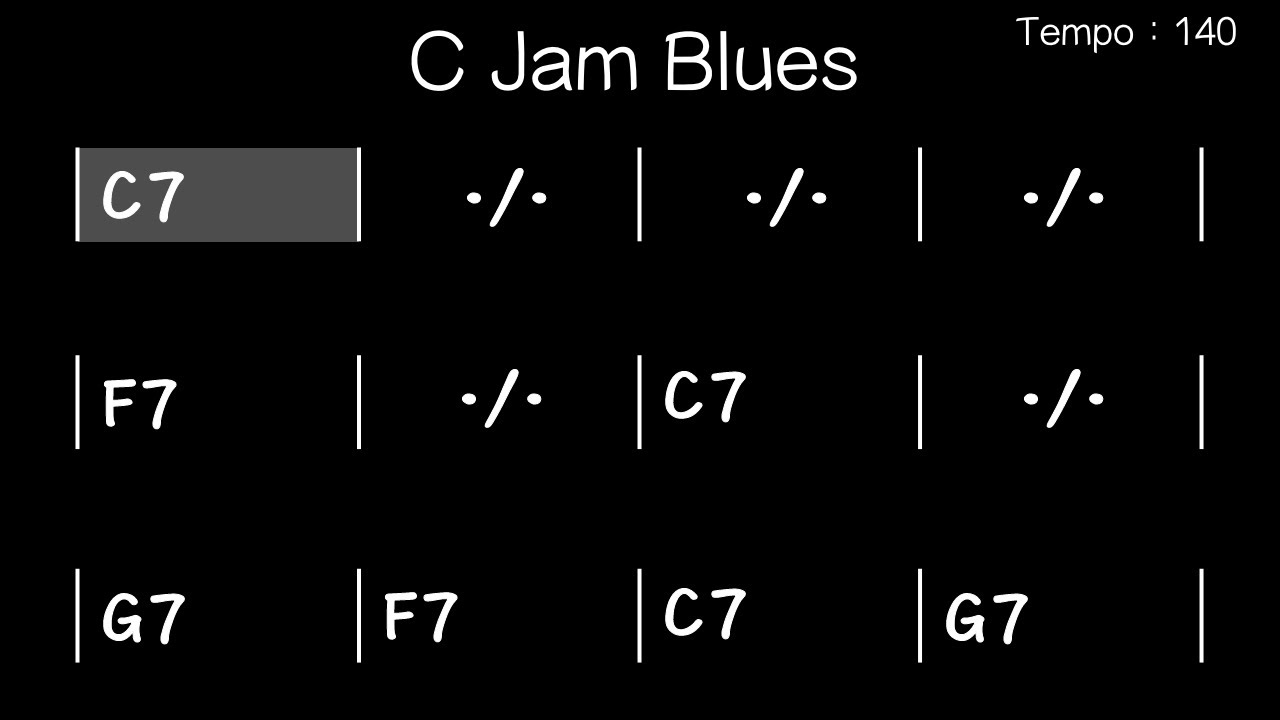 【練習用bpm140 】Cジャムブルース ／ C Jam Blues： Backing Track　マイナスワン　ジャズ アドリブ練習用 セッション