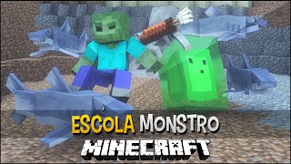 Minecraft Escola Monstro #17  Nadando Com Tubarões !!  Monster School