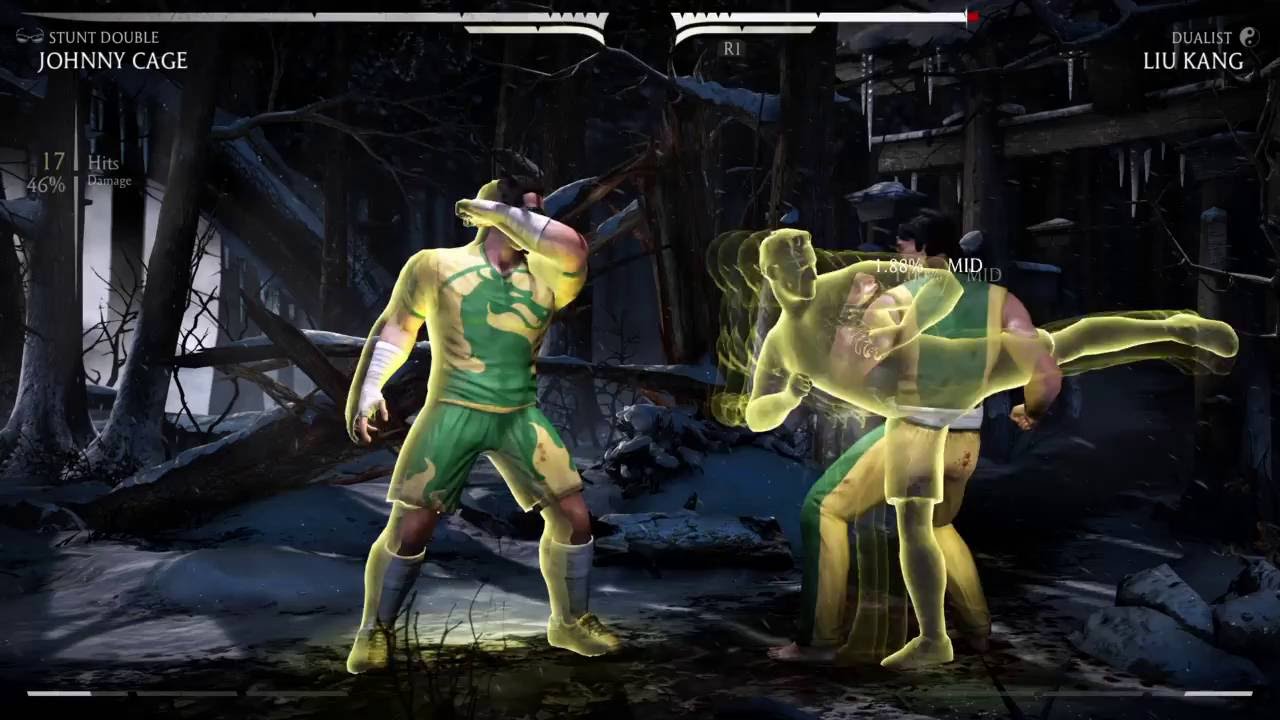 MKX - Johnny Cage (Stund Double) 46% Meterless Corner Combo + 14,81% Chip Damage!