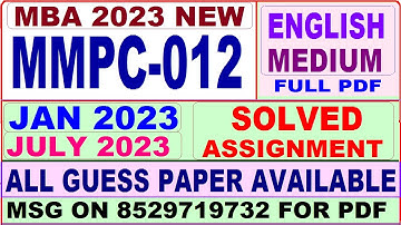 mmpc 012 solved assignment 2023 / mmpc 12 solved assignment 2023 in english / ignou mba 2022-23