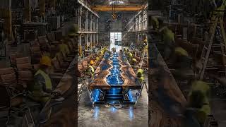 60 Workers Build a GIANT Futuristic Industrial Table From Scratch #remodelingexperts #shorts