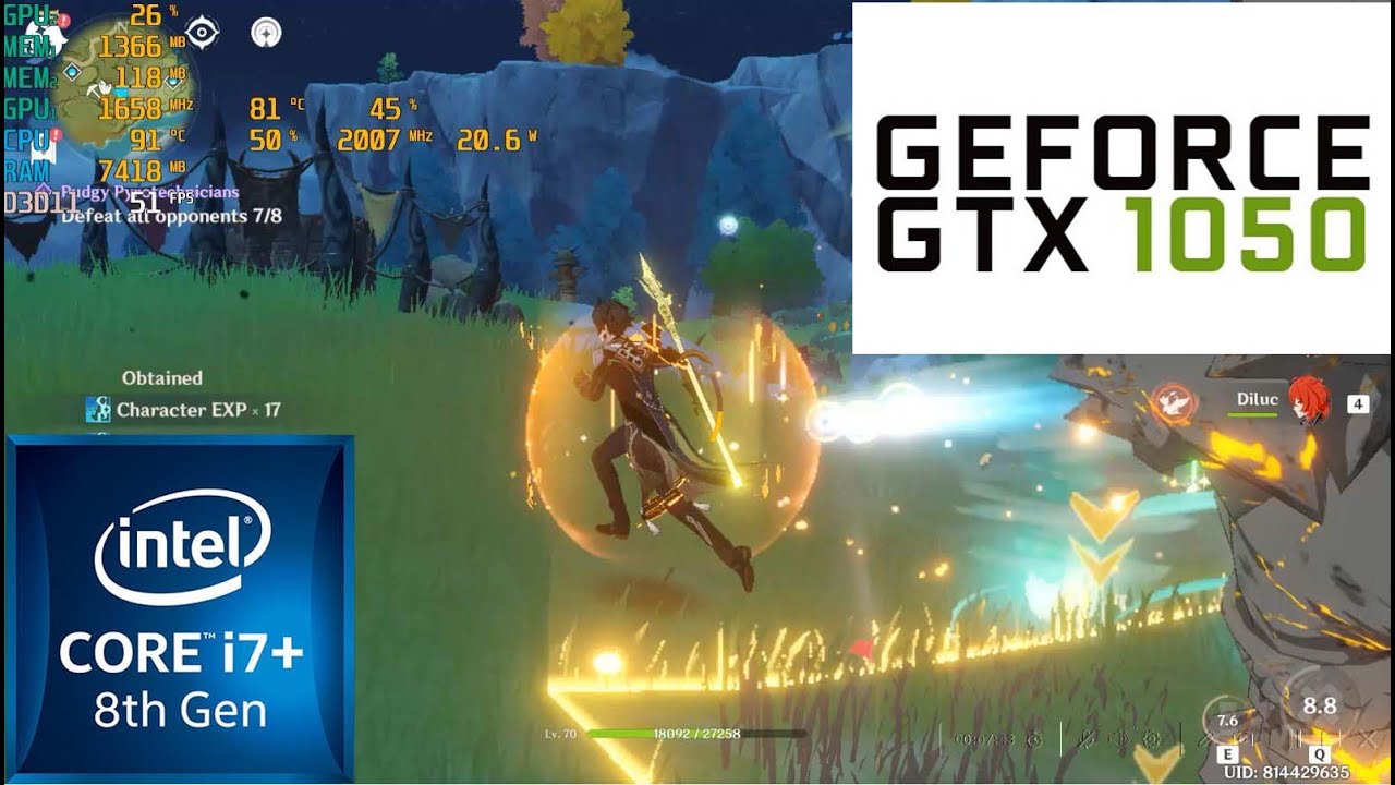 HP Pavilion 15 i7 8750h GTX 1050 Genshin Impact - YouTube