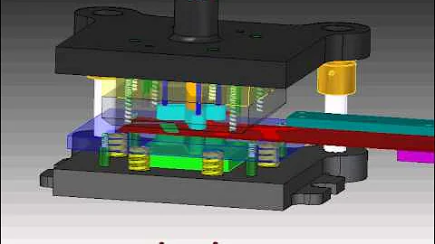 Metal Stamping Die Animation , Operations: Pierce, Idle, Pilot, Blank, Part Off