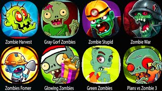 Plants vs Zombies,Gray Gorf Zombies,Zombie Harvest,Zombie Blast,Zombie War,Green Zombies...