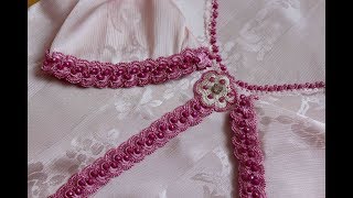 تطبيق موديل سفيفة  اللواية  بالكريستال في القفطان/  crochet