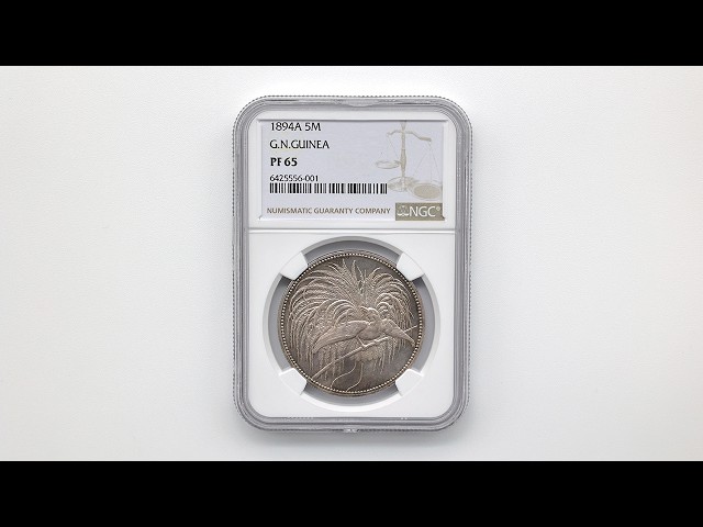 1894 ドイツ領ニューギニア 極楽鳥 5マルク 銀貨 NGC PF 65 未使用