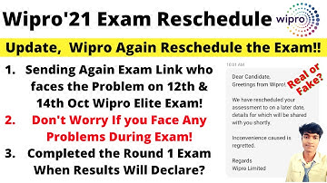 🔴Big Announcement, Wipro will Again Reschedule Exam | Wipro Elite Retest Exam Update! New Exam Date!