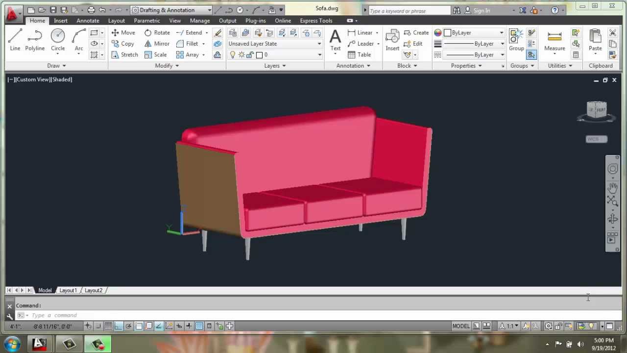 AutoCAD 2013 3D Modeling Basics Sofa Part 1 Brooke Godfrey