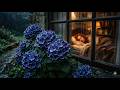 Stop Overthinking &amp; Deep Sleep 😴 Heavy Rain, Blue Hydrangeas &amp; Cozy Window • 2 Hours