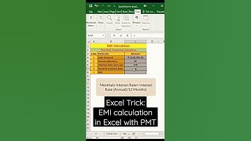 EMI Calculation in excel with PMT #short #shorts #shortvideo #shortsvideo