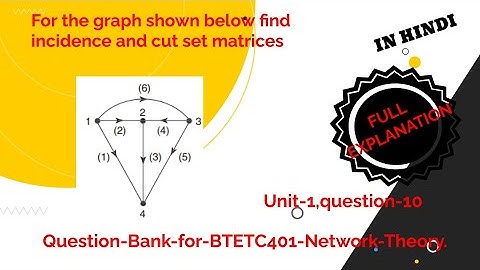 For the graph shown below find incidence and cut set matrices