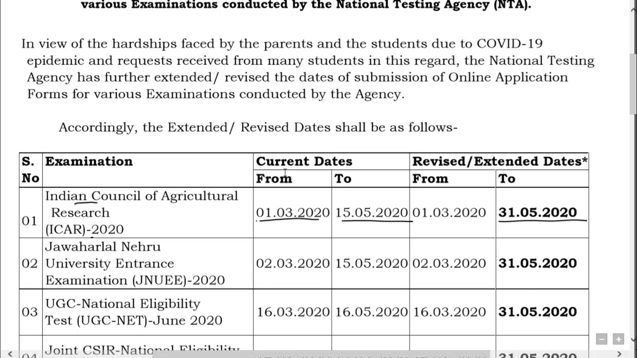 ICAR AIEEA 2020 Application form Submission Date EXTENDED / NTA UPDATE