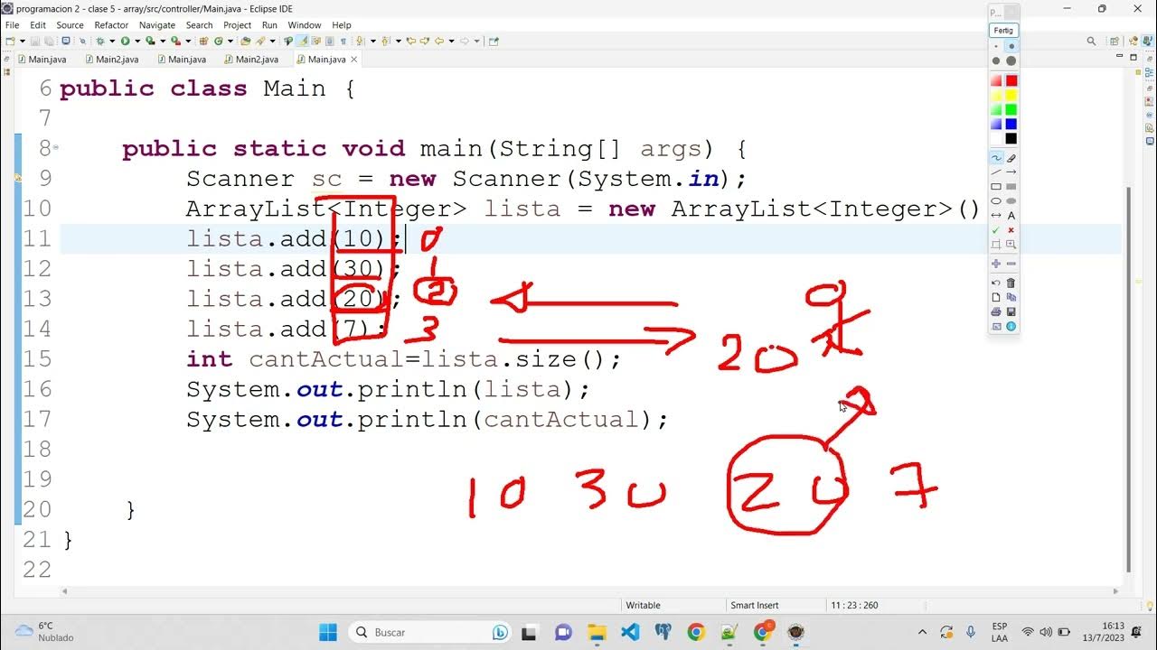 List y arraylist en java lista de numero probando metodos de una lista