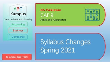 CAF 9 - Audit and Assurance - Syllabus changes Spring 2021